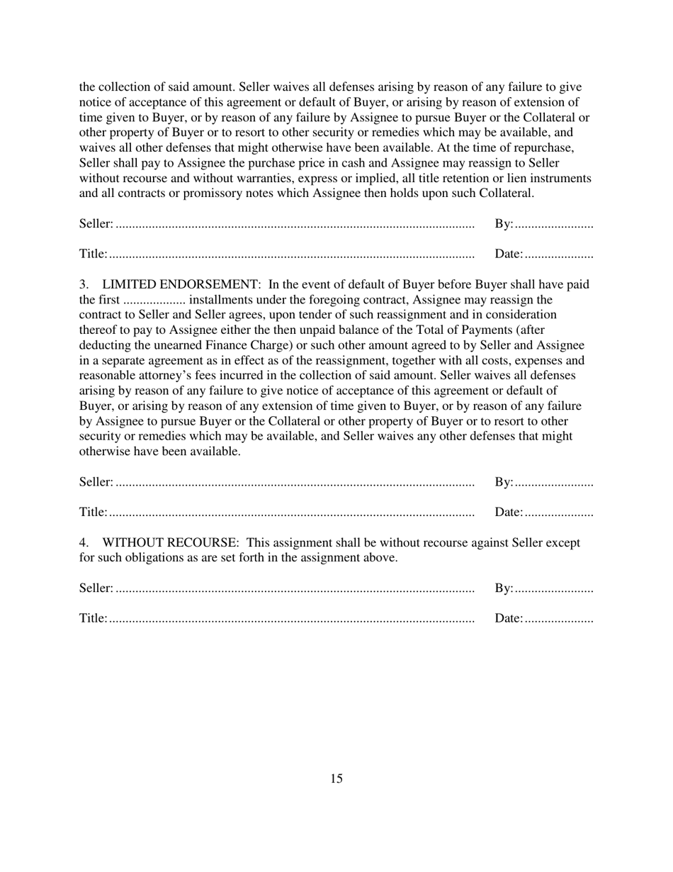 Contract for Sale and Security Agreement for Sale of Vehicle With Larger Final Payment and Option to Refinance - Nevada, Page 15