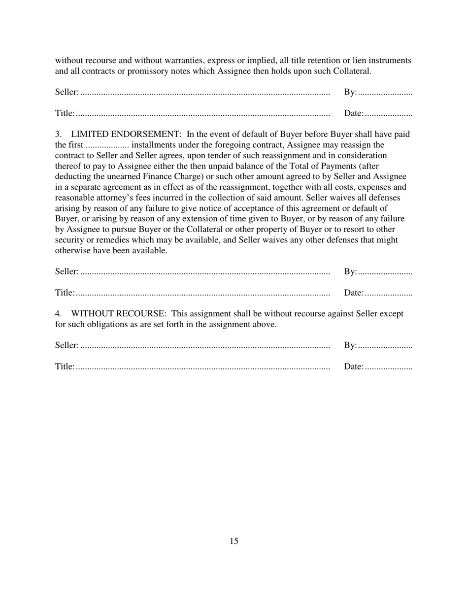 Contract for Sale and Security Agreement for Lease of Vehicle With Lessee Entitled to Refinance Residual Payment Due at End of Lease Term - Nevada, Page 15