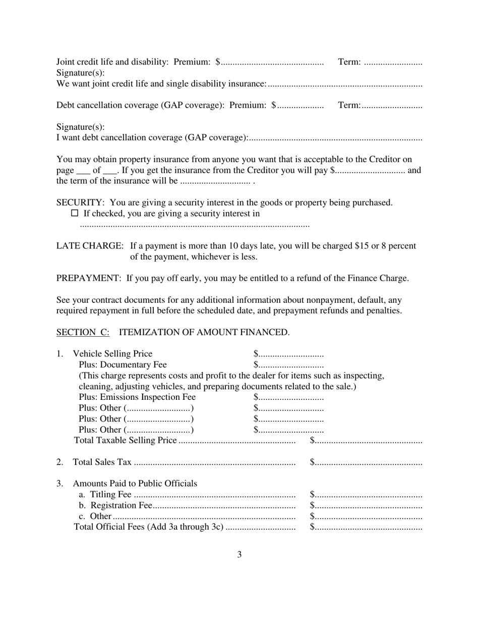 Contract for Sale and Security Agreement for Lease of Vehicle With Lessee Entitled to Refinance Residual Payment Due at End of Lease Term - Nevada, Page 3