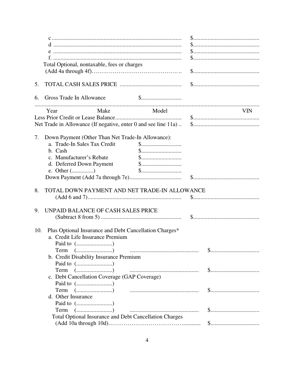 Contract for Sale and Security Agreement for Sale of Recreational Vehicle With Simple Interest to Be Paid - Nevada, Page 4