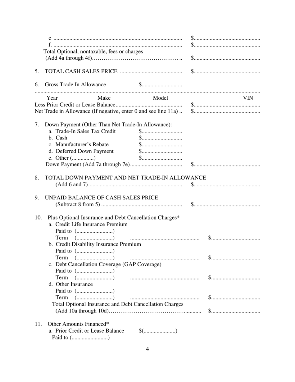 Contract for Sale and Security Agreement for Sale of Recreational Vehicle With Precomputed or Add-On Interest to Be Paid - Nevada, Page 4