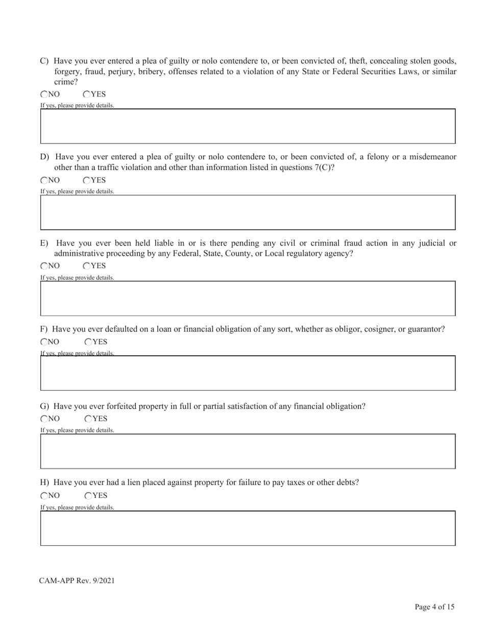 Application for Certification as a Collection Agency Manager - Nevada, Page 4