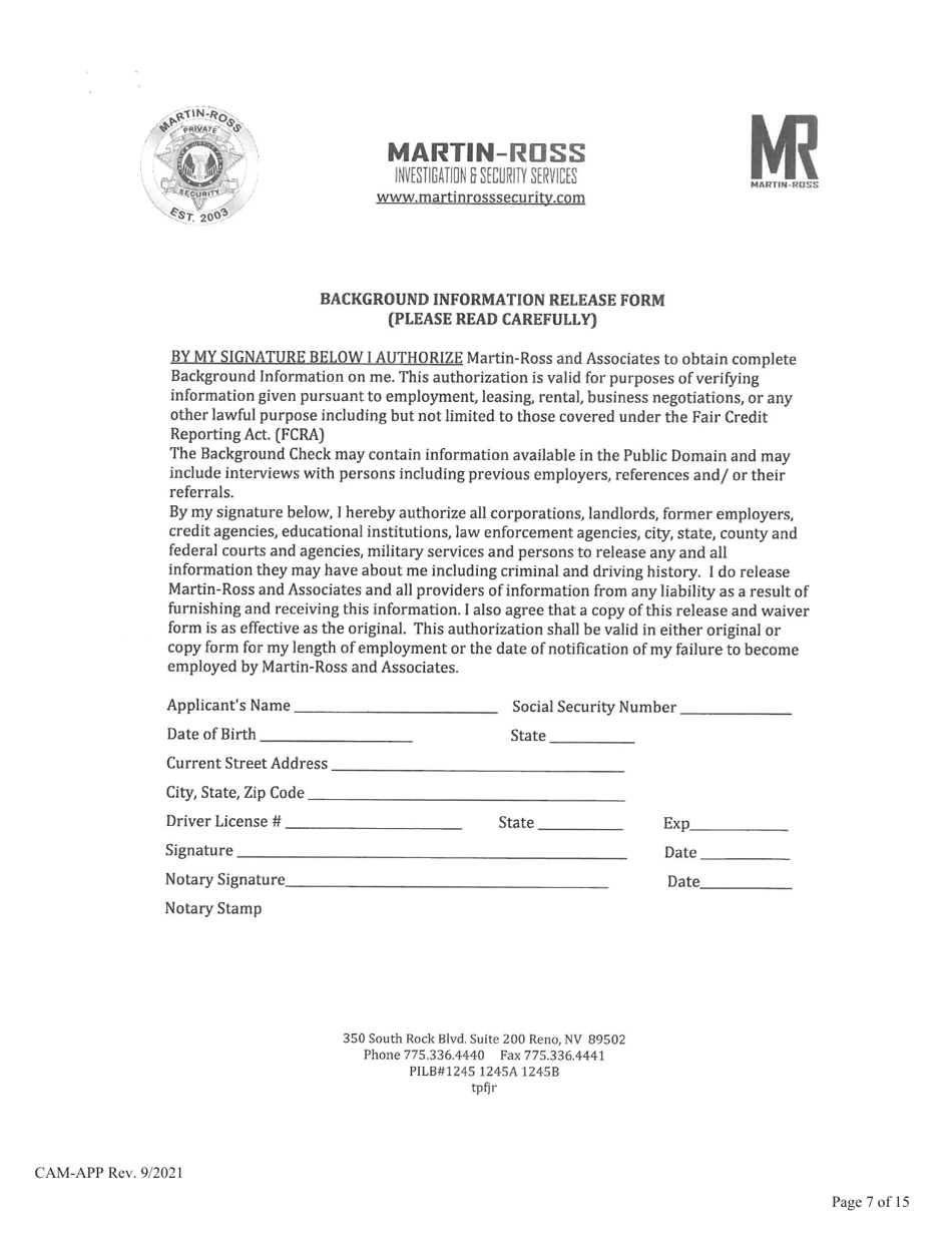 Application for Certification as a Collection Agency Manager - Nevada, Page 7