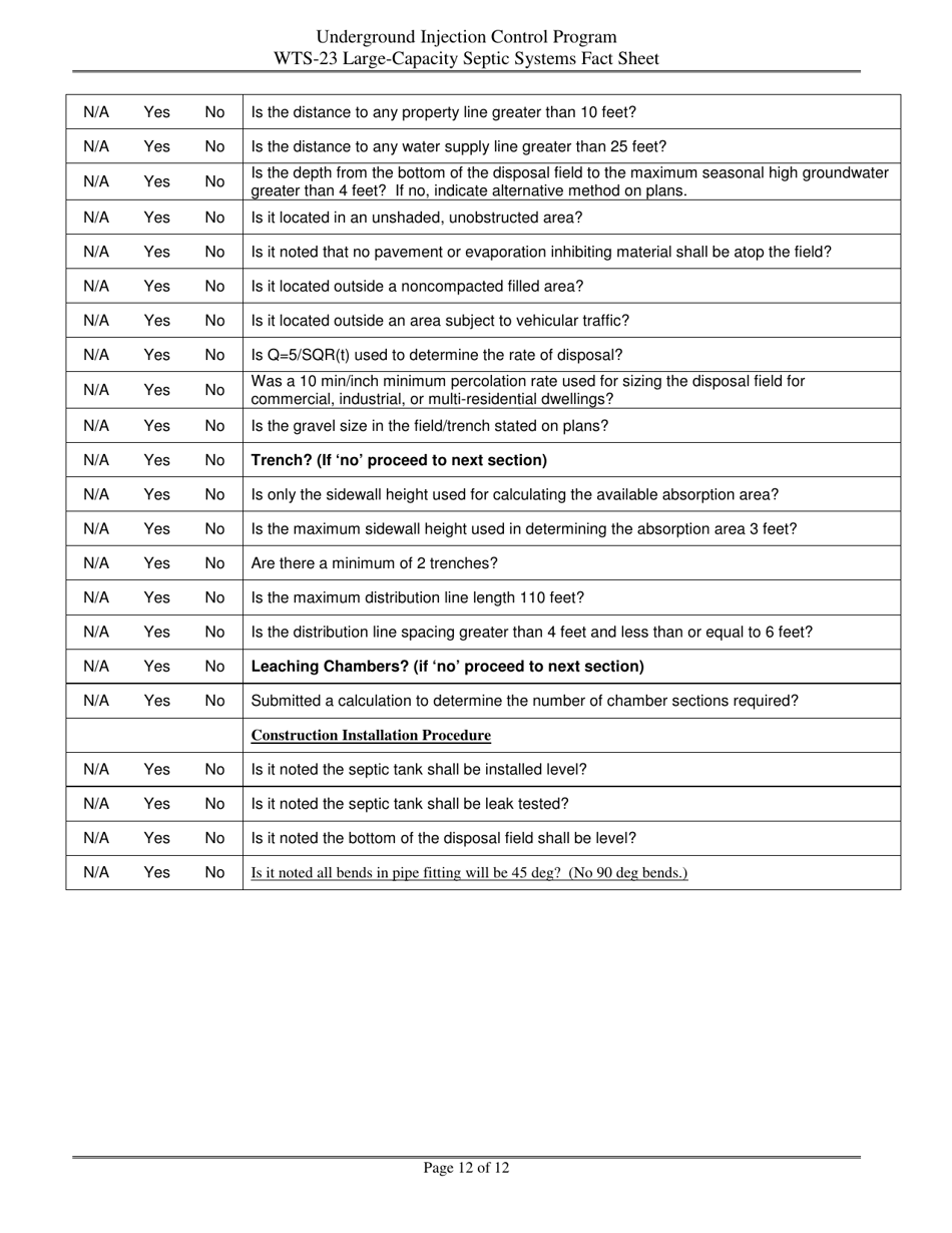 Form WTS-23 Criteria for Large-Capacity on-Site Sewage Disposal Systems - Nevada, Page 12