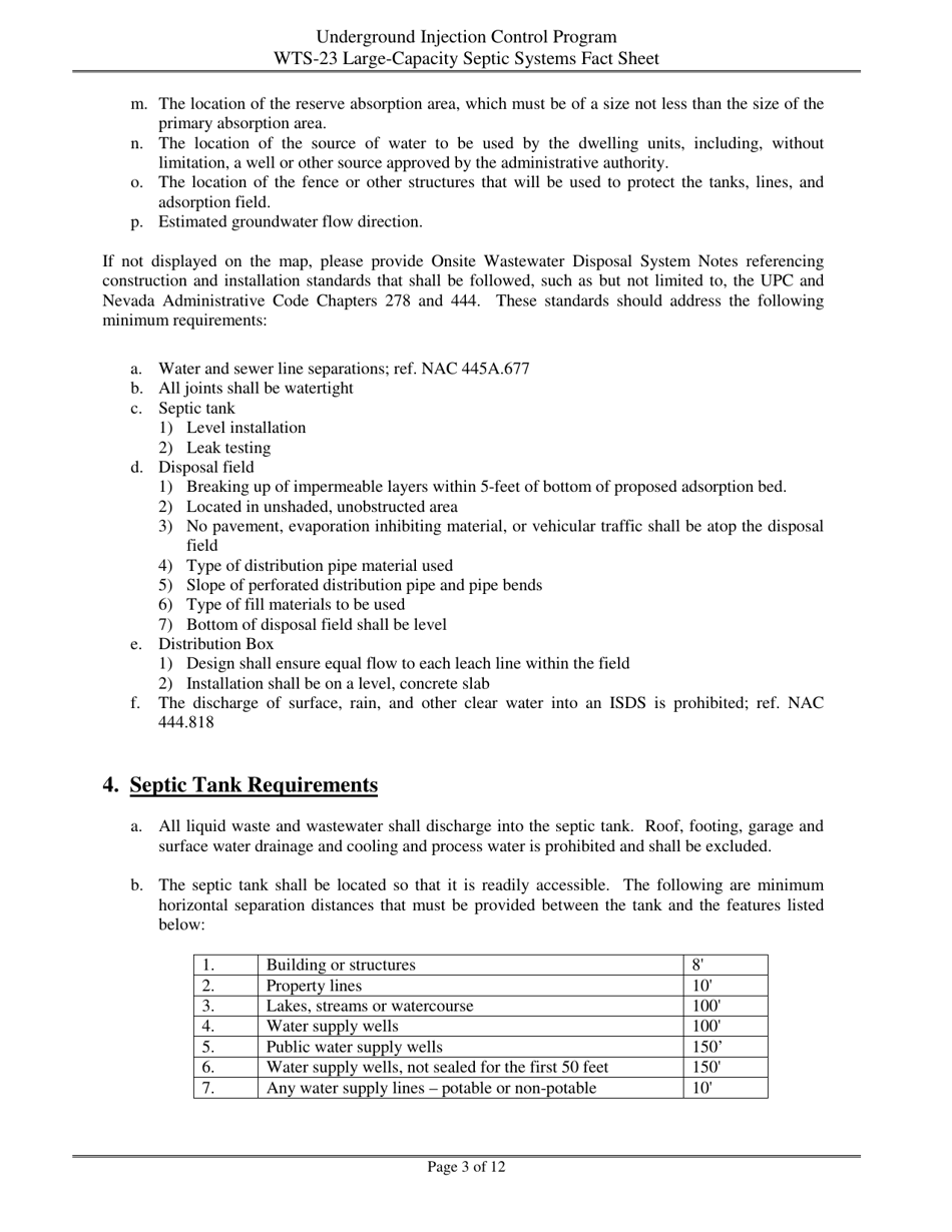 Form WTS-23 Criteria for Large-Capacity on-Site Sewage Disposal Systems - Nevada, Page 3