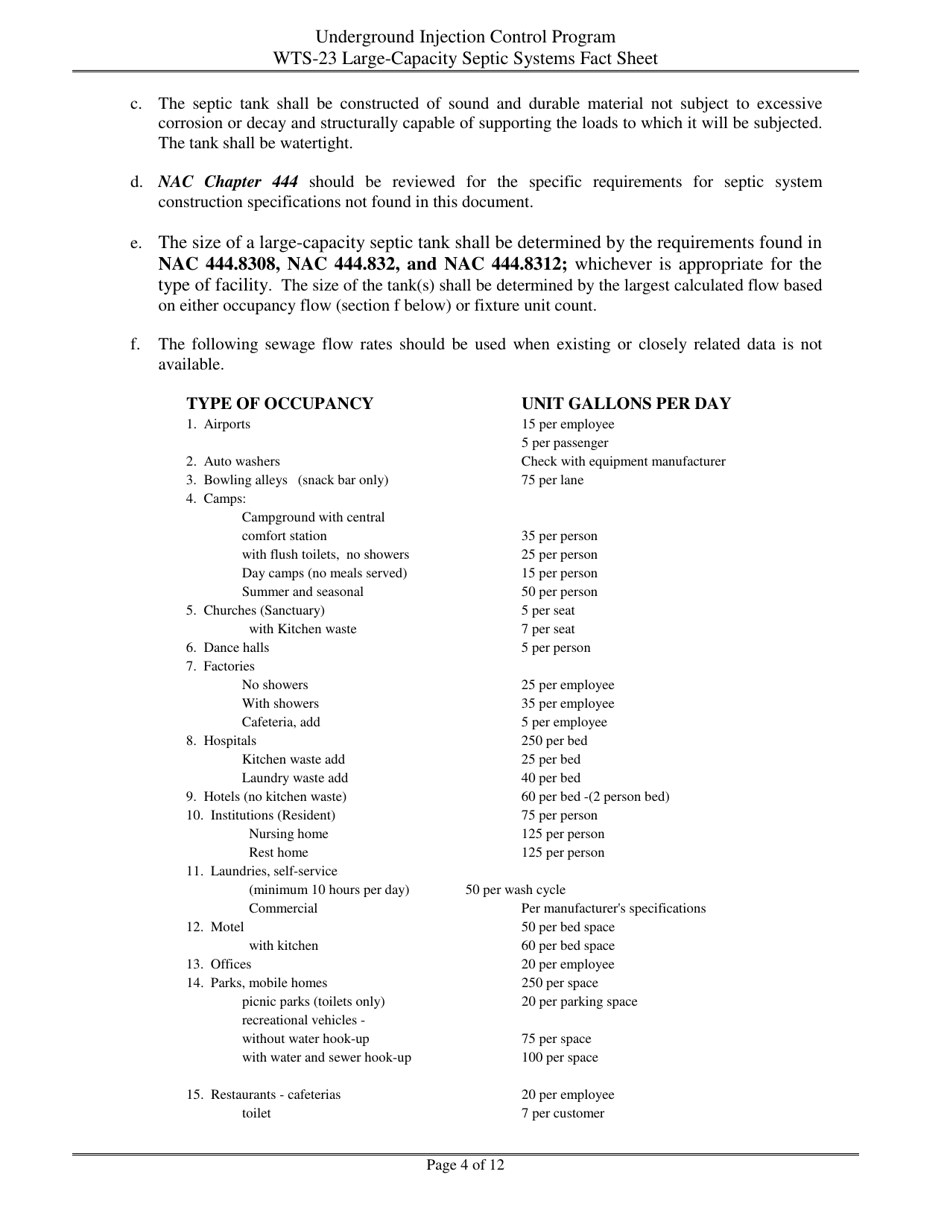 Form WTS-23 Criteria for Large-Capacity on-Site Sewage Disposal Systems - Nevada, Page 4