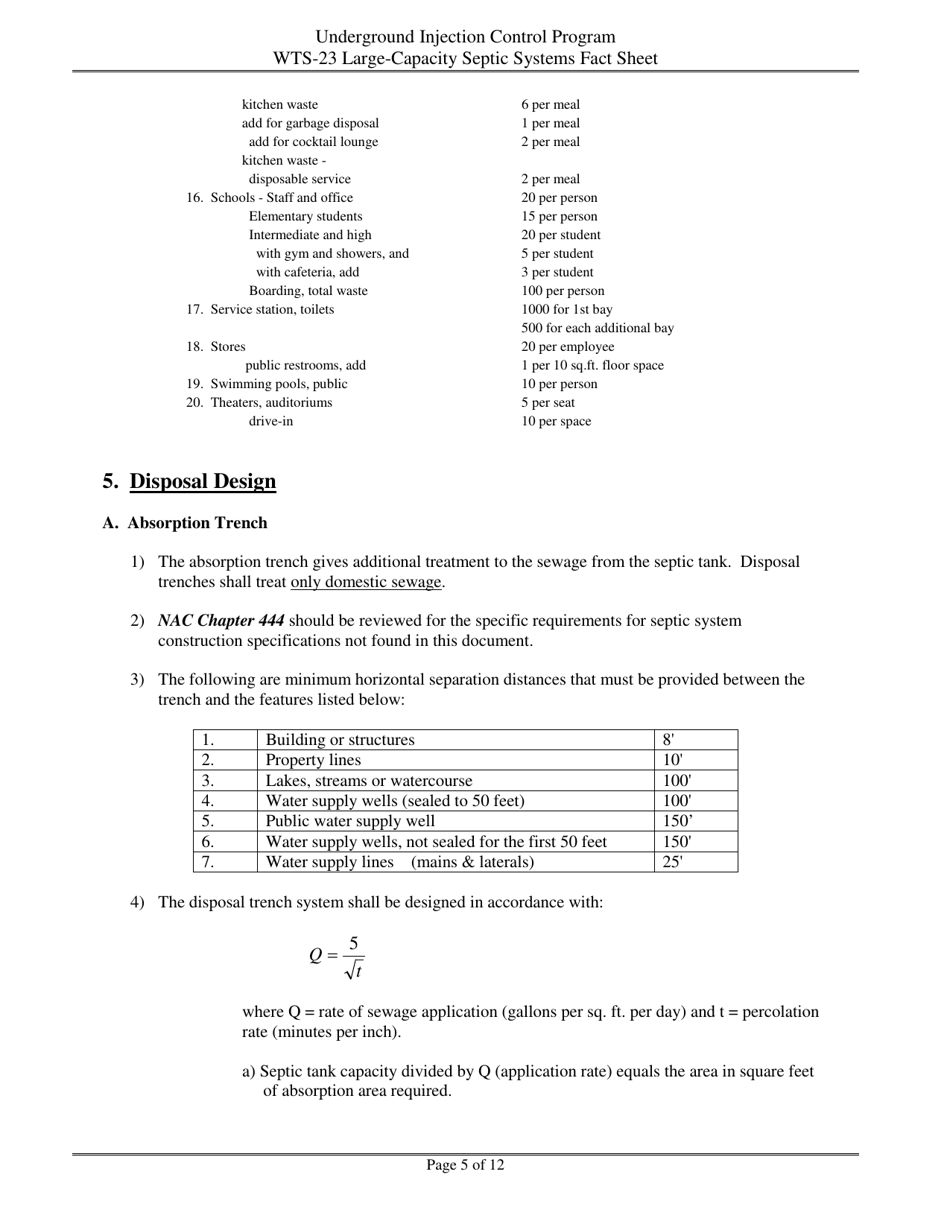 Form WTS-23 Criteria for Large-Capacity on-Site Sewage Disposal Systems - Nevada, Page 5