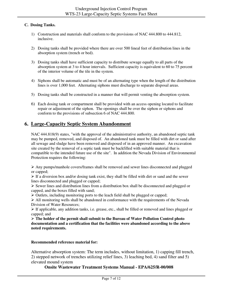 Form WTS-23 Criteria for Large-Capacity on-Site Sewage Disposal Systems - Nevada, Page 7