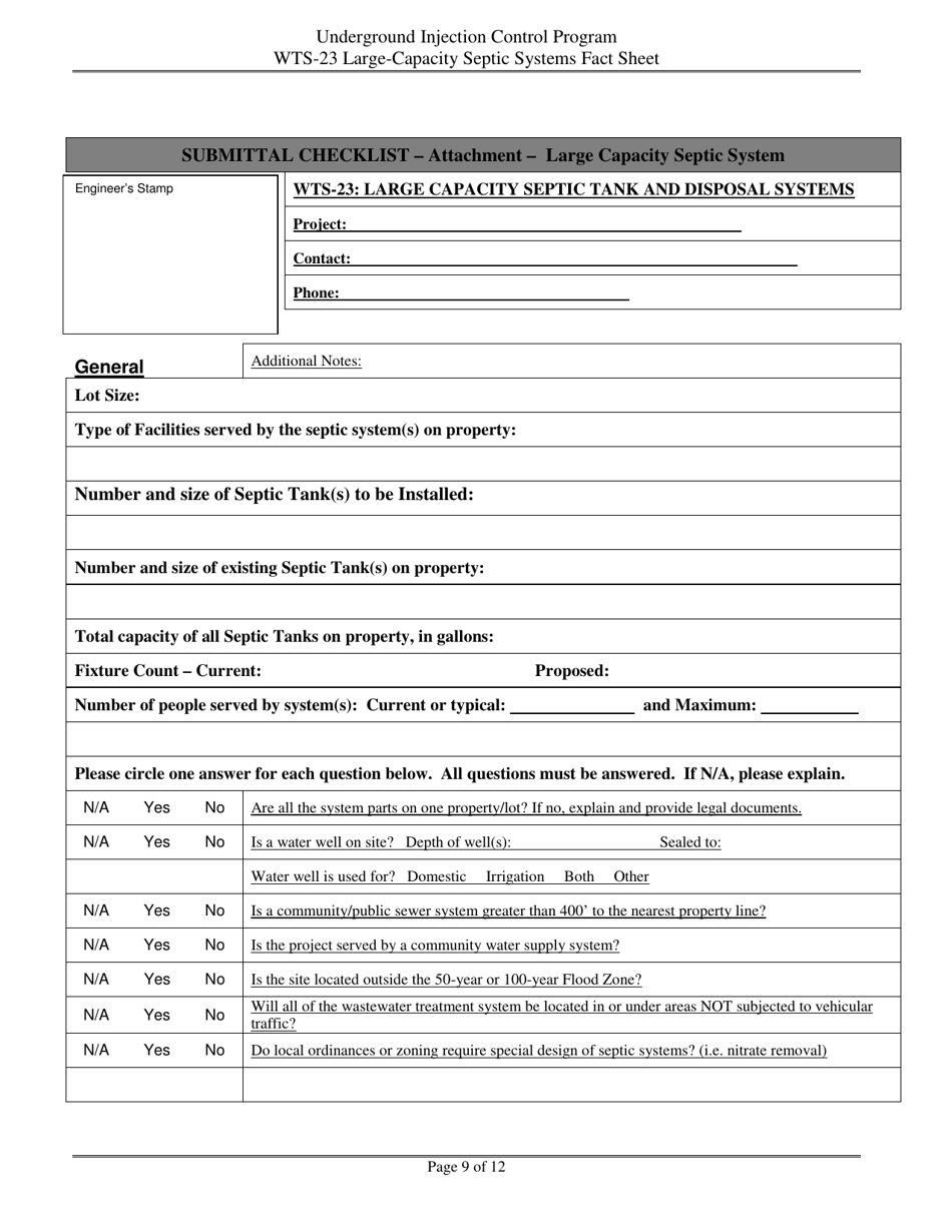 Form WTS-23 Criteria for Large-Capacity on-Site Sewage Disposal Systems - Nevada, Page 9