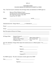 Form WTS-13 &quot;Change Order or Addendum Submittal Form&quot; - Nevada