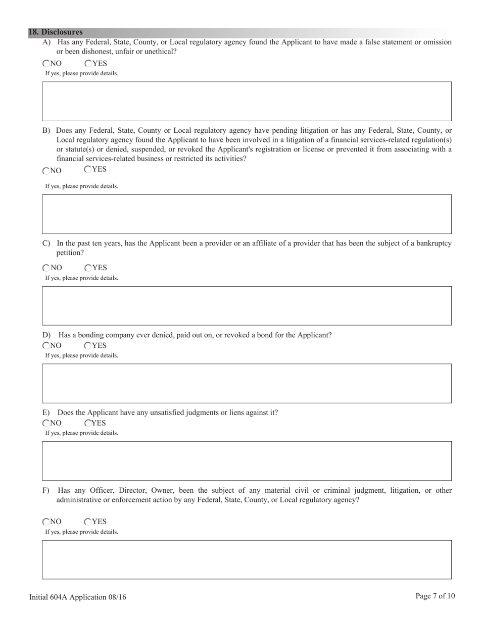 Application for Licensing Checking-Cashing Services, Deferred Deposit Loans, Title Loans and High-Interest Loan Nrs  Nac Chapter 604a Application and Checklist - Nevada, Page 7