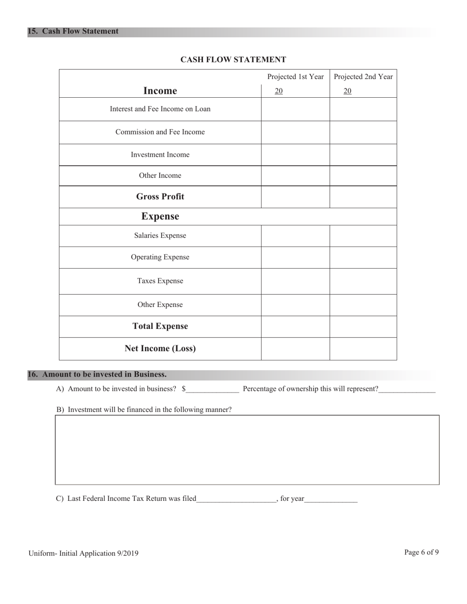 Financial Institutions Uniform Application for Licensing / Registration - Non-depository Licensee - Nevada, Page 6