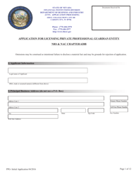 Application for Licensing Private Professional Guardian Entity - Nevada