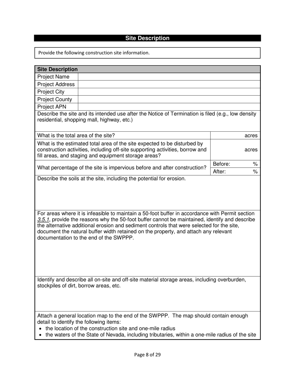 Stormwater Pollution Prevention Plan (Swppp) - Nevada, Page 10