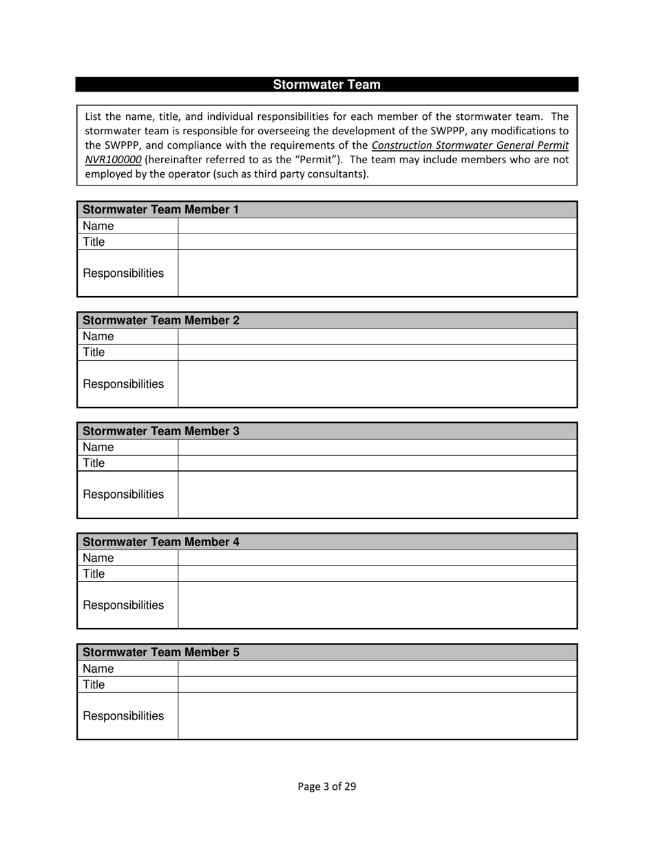 Stormwater Pollution Prevention Plan (Swppp) - Nevada, Page 5