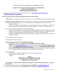 Application for Water Treatment/Distribution Operator Certificate - Nevada