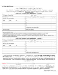 Application for Water Treatment/Distribution Operator Certificate - Nevada, Page 3