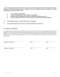 Application for Renewal of Authorization Foreign Independent Trust Company - Nrs/Nac 669 - Nevada, Page 3