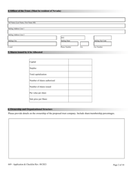 Application for Licensing Retail Trust Company - Nrs &amp; Nac Chapter 669 and Checklist - Nevada, Page 2