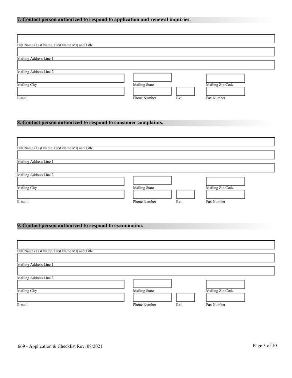 Application for Licensing Retail Trust Company - Nrs  Nac Chapter 669 and Checklist - Nevada, Page 3
