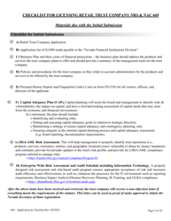 Application for Licensing Retail Trust Company - Nrs &amp; Nac Chapter 669 and Checklist - Nevada, Page 5