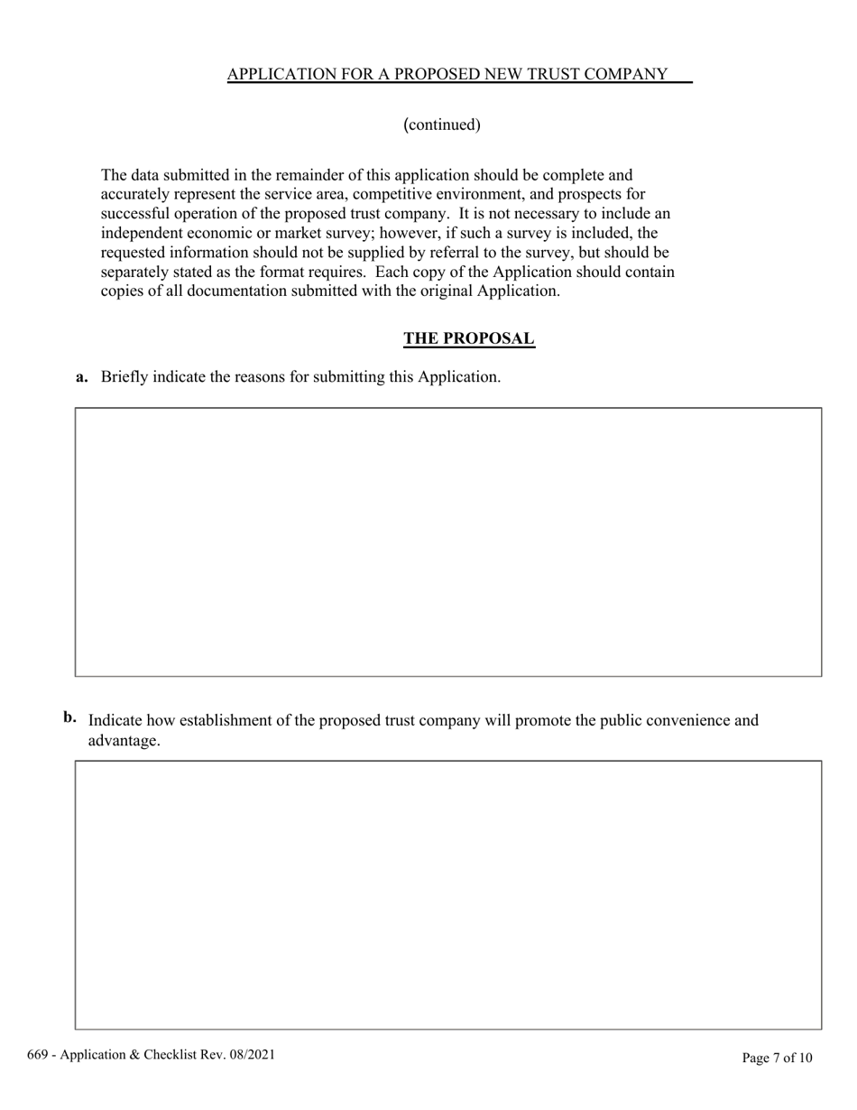 Application for Licensing Retail Trust Company - Nrs  Nac Chapter 669 and Checklist - Nevada, Page 7