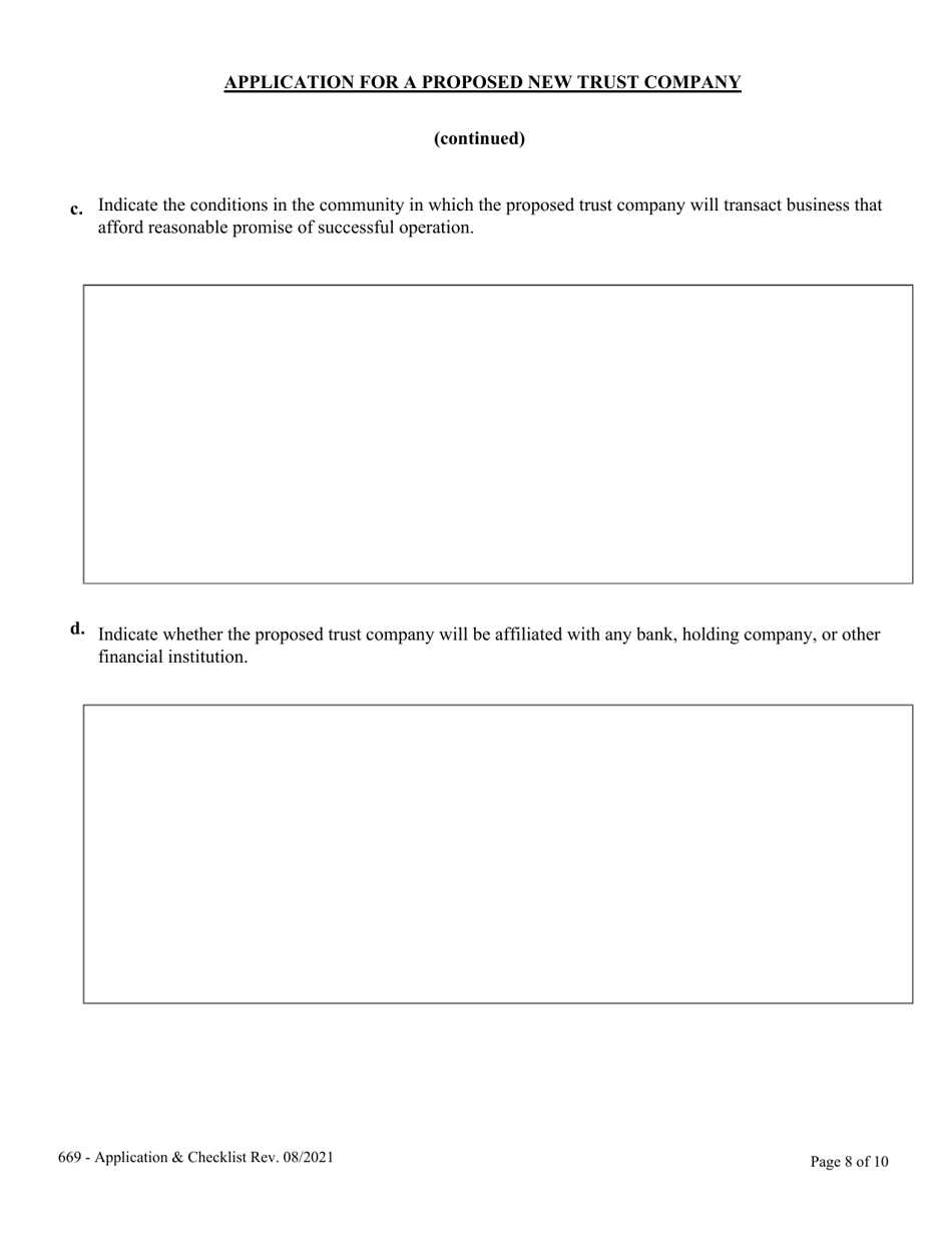 Application for Licensing Retail Trust Company - Nrs  Nac Chapter 669 and Checklist - Nevada, Page 8