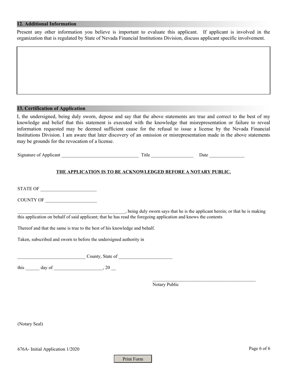 Application for Registration - Nevada Debt-Management Services Provider - Nevada, Page 6