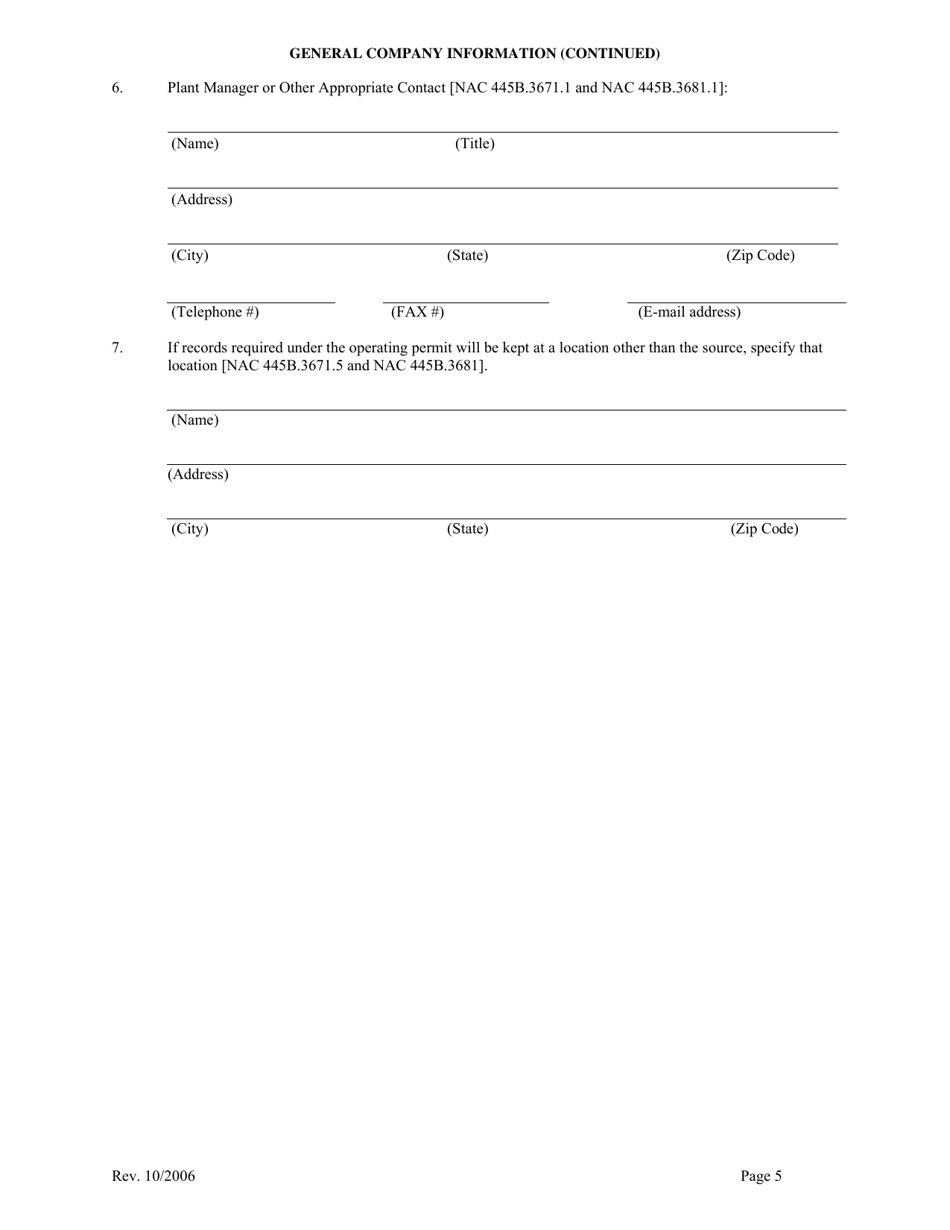 Mercury Operating Permit to Construct Application - Nevada, Page 6