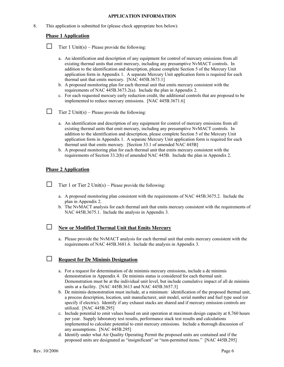 Mercury Operating Permit to Construct Application - Nevada, Page 7