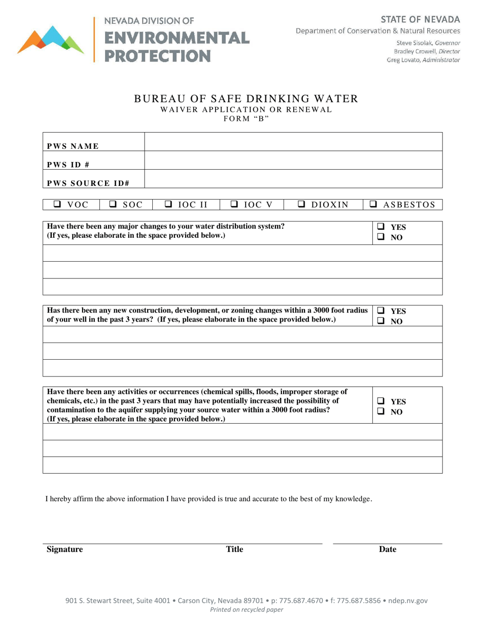 Form B - Fill Out, Sign Online And Download Printable PDF, Nevada ...