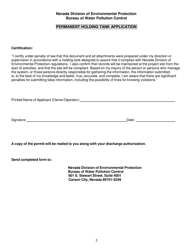 Permanent Holding Tank Application - Nevada, Page 3