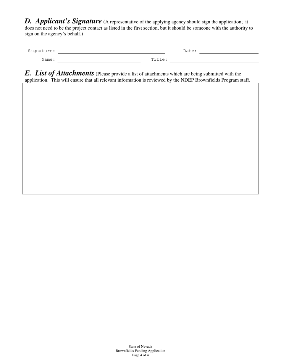 Brownfields Funding Application - Nevada, Page 4