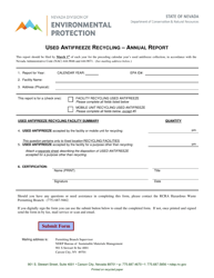 Document preview: Used Antifreeze Recycling - Annual Report - Nevada