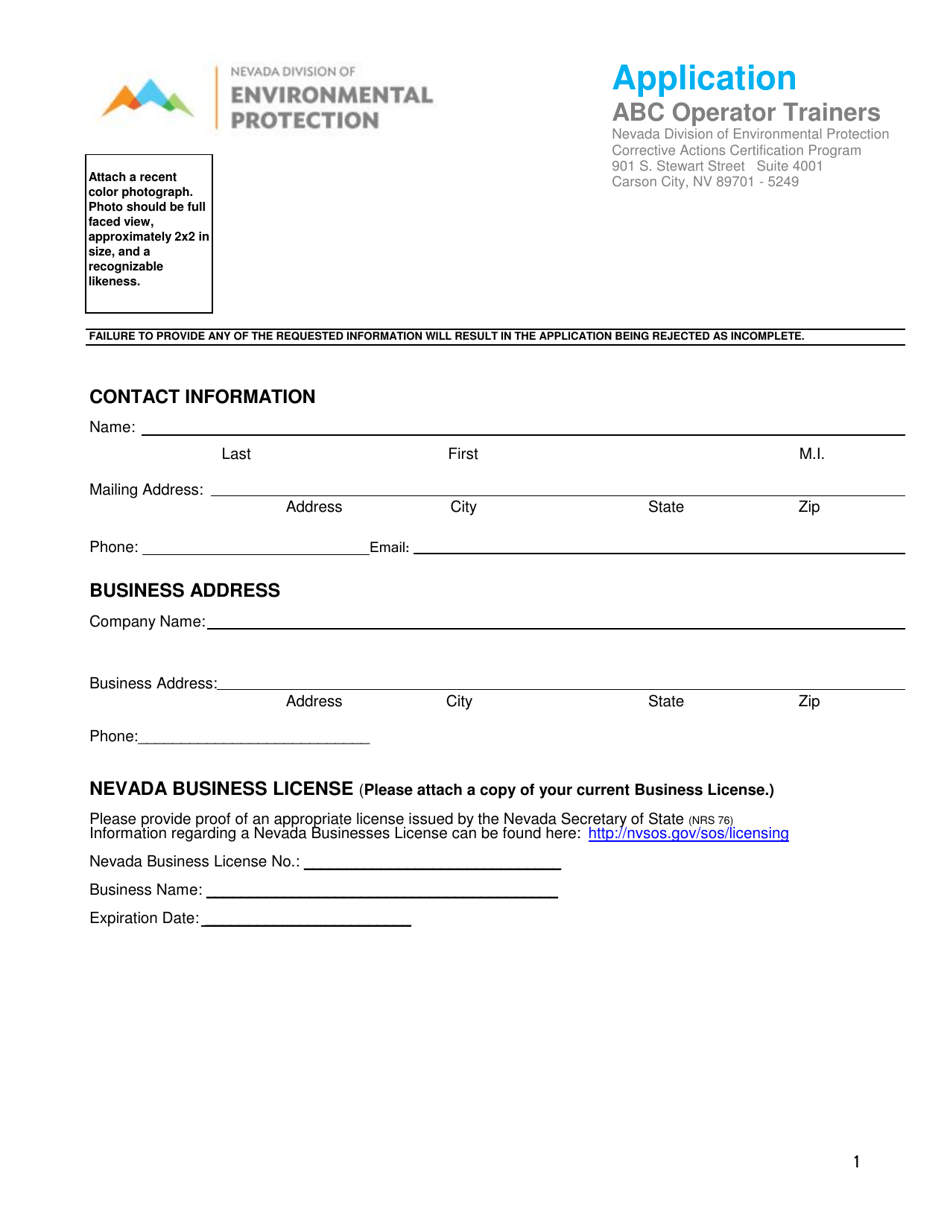 Abc Operator Trainer Application - Nevada, Page 1