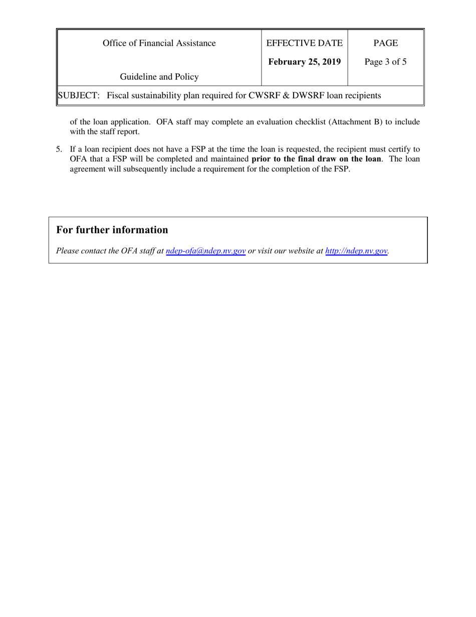 Fiscal Sustainability Plan Required for Cwsrf  Dwsrf Loan Recipients - Nevada, Page 3