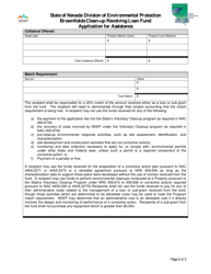 Brownfields Clean-Up Revolving Loan Fund Application for Assistance - Nevada, Page 2