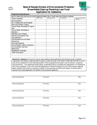 Brownfields Clean-Up Revolving Loan Fund Application for Assistance - Nevada, Page 3