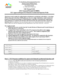 Document preview: UIC Form U211 Uic Approval Request for Domestic Geothermal Injection Wells - Nevada