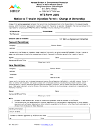 Document preview: Form U250 Notice to Transfer Injection Permit/Change of Ownership - Nevada