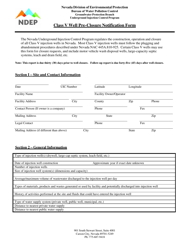 Document preview: Class V Well Pre-closure Notification Form - Nevada