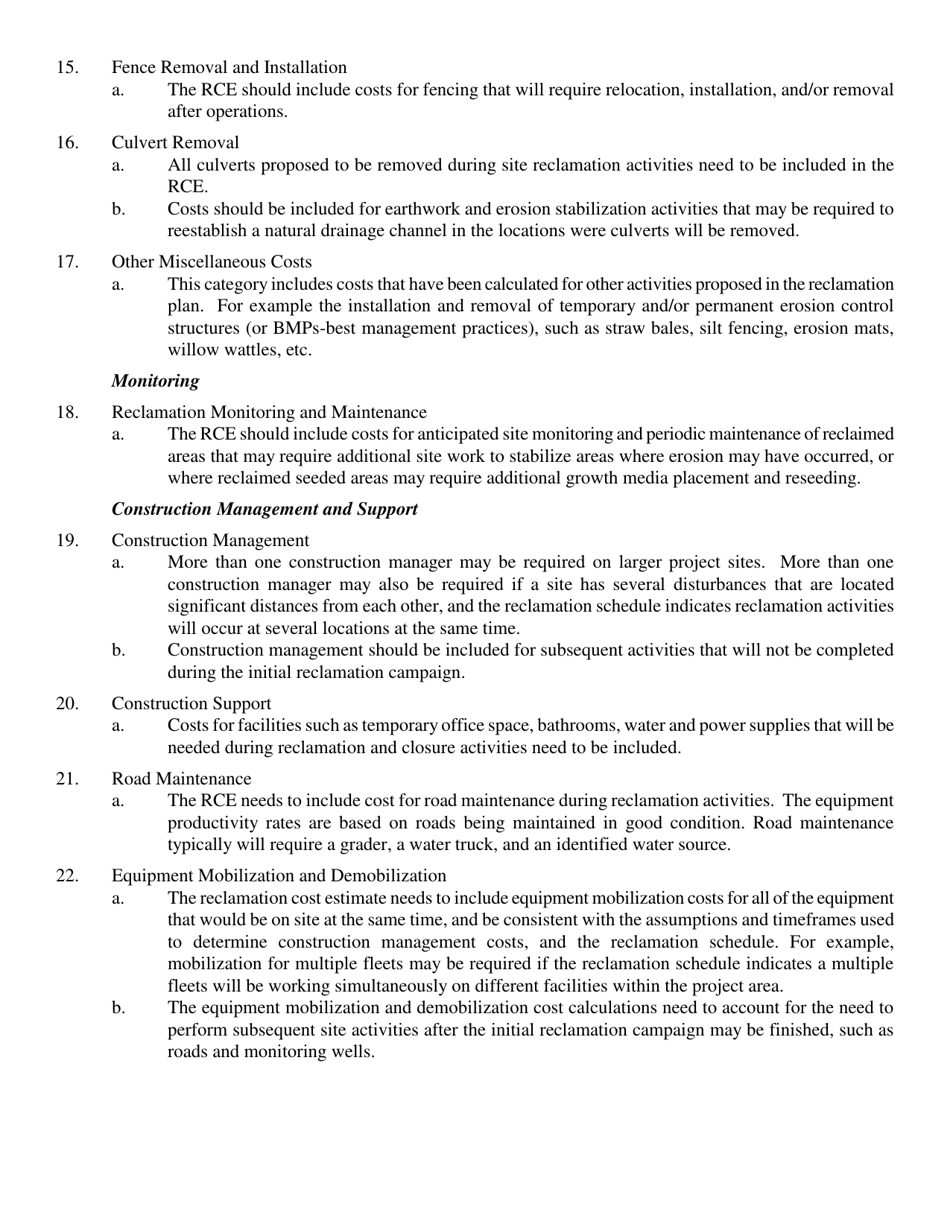 Reclamation Plan and Permit Application for an Exploration Project - Nevada, Page 12