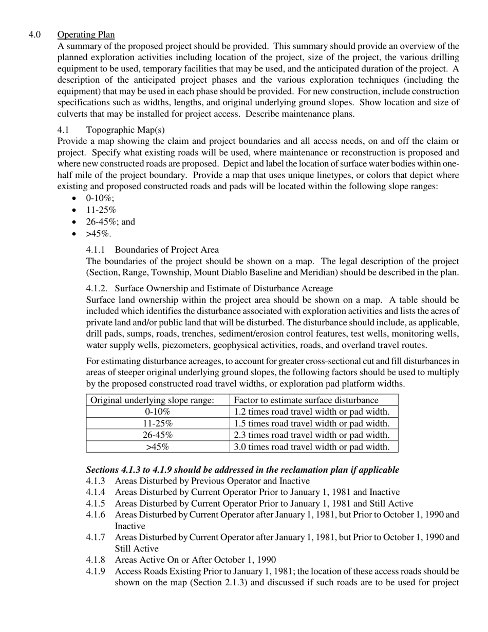 Reclamation Plan and Permit Application for an Exploration Project - Nevada, Page 5