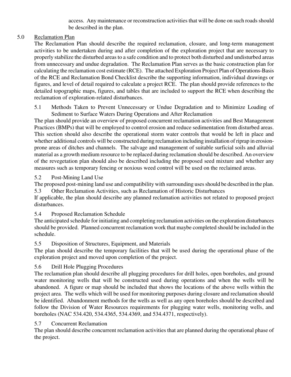Reclamation Plan and Permit Application for an Exploration Project - Nevada, Page 6