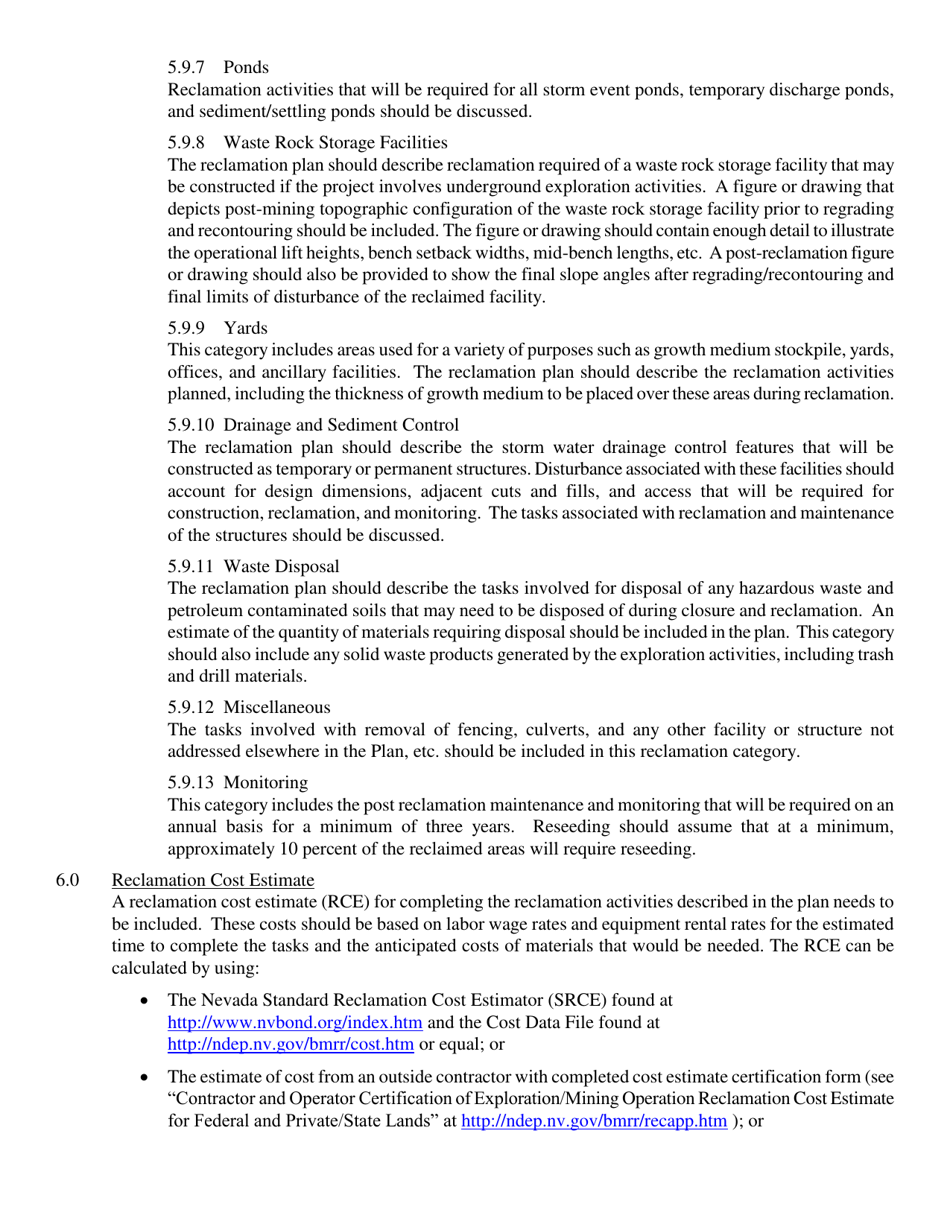 Reclamation Plan and Permit Application for an Exploration Project - Nevada, Page 8
