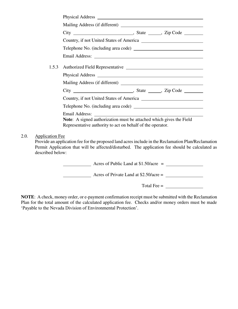 Reclamation Plan and Permit Application for a Mining Operation - Nevada, Page 3