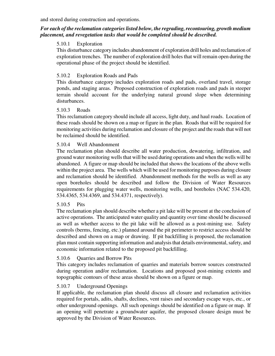 Reclamation Plan and Permit Application for a Mining Operation - Nevada, Page 7