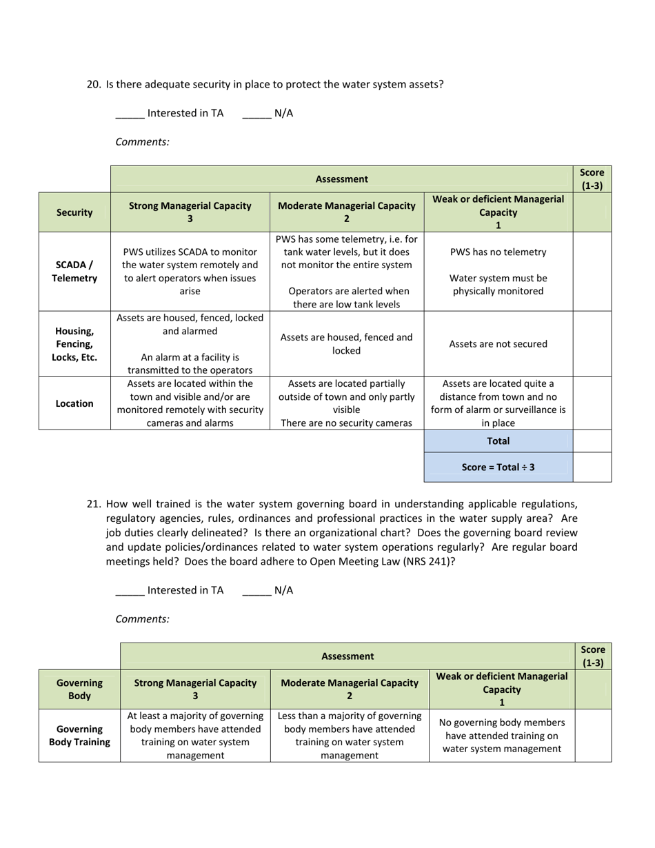 Technical, Managerial and Financial (Tmf) Capacity Survey for Public Water Systems (Pws) - Nevada, Page 18