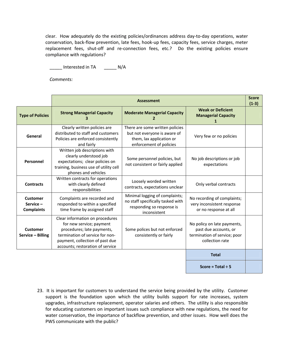 Technical, Managerial and Financial (Tmf) Capacity Survey for Public Water Systems (Pws) - Nevada, Page 20