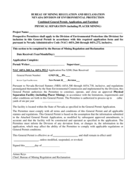 Water Pollution Control General Permit Application for Physical Separation Facilities - Nevada